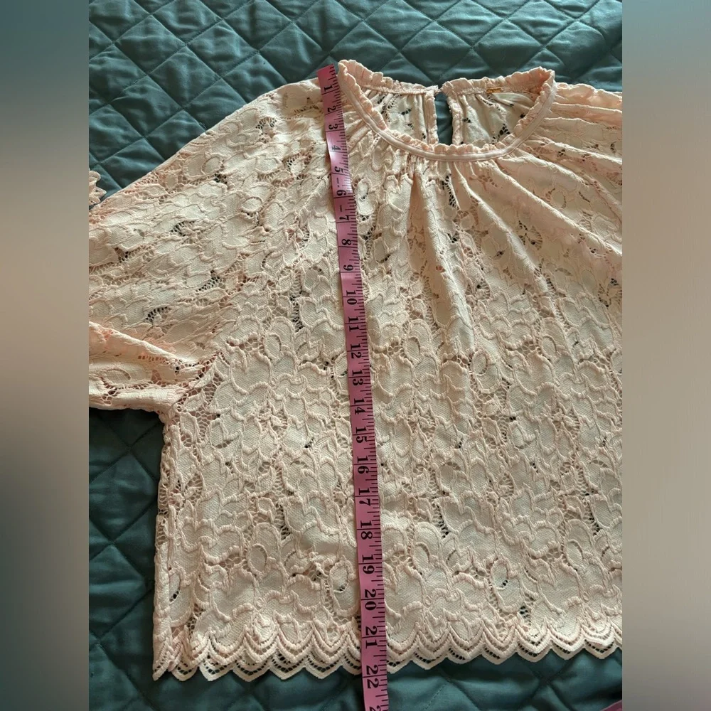 FREE PEOPLE NWT Sz XS Pink Lace BOHO Blouse - Picture 12 of 12